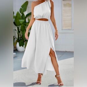 White shoulder 2 piece swing dress